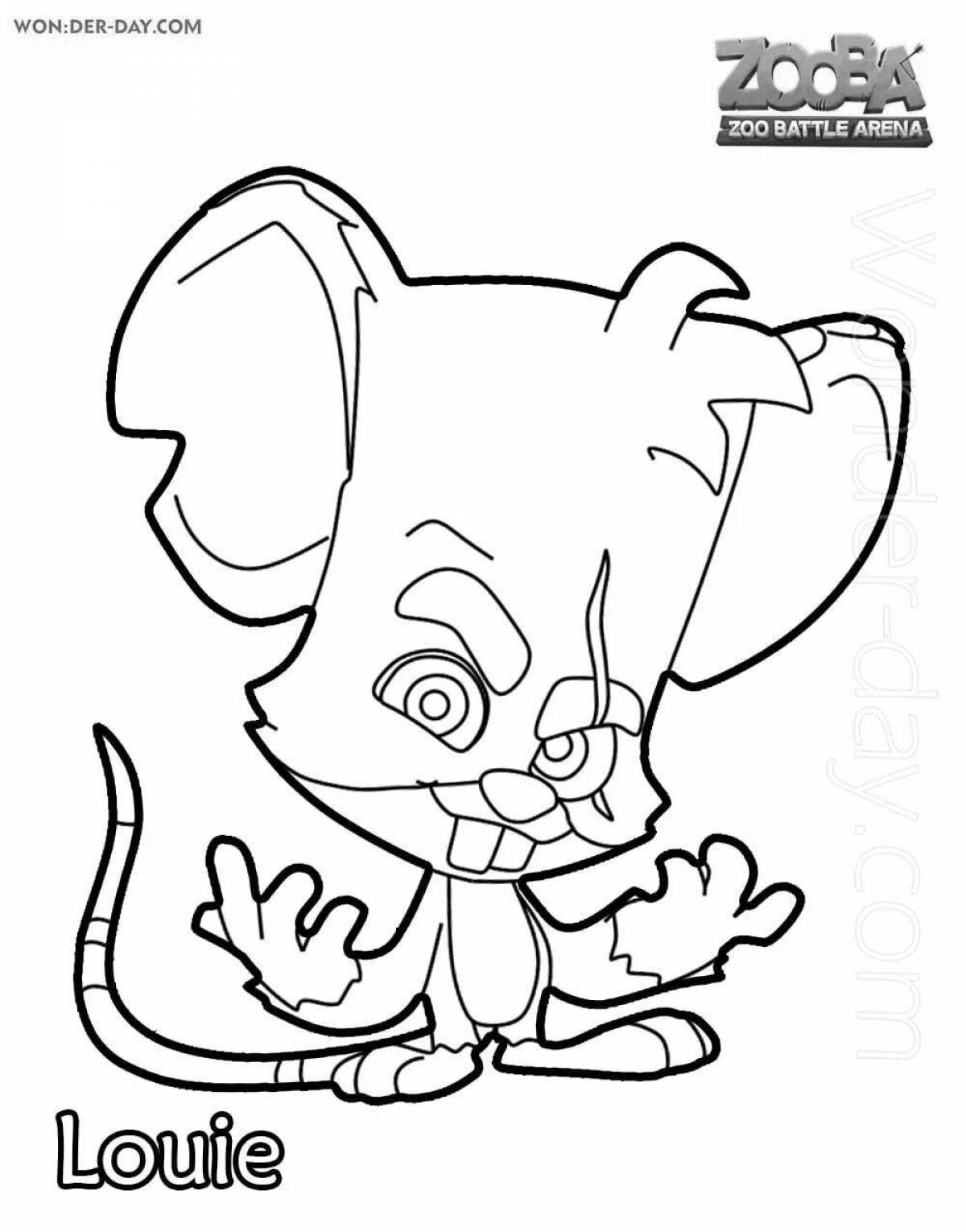 Colorful tooth fight animal coloring page