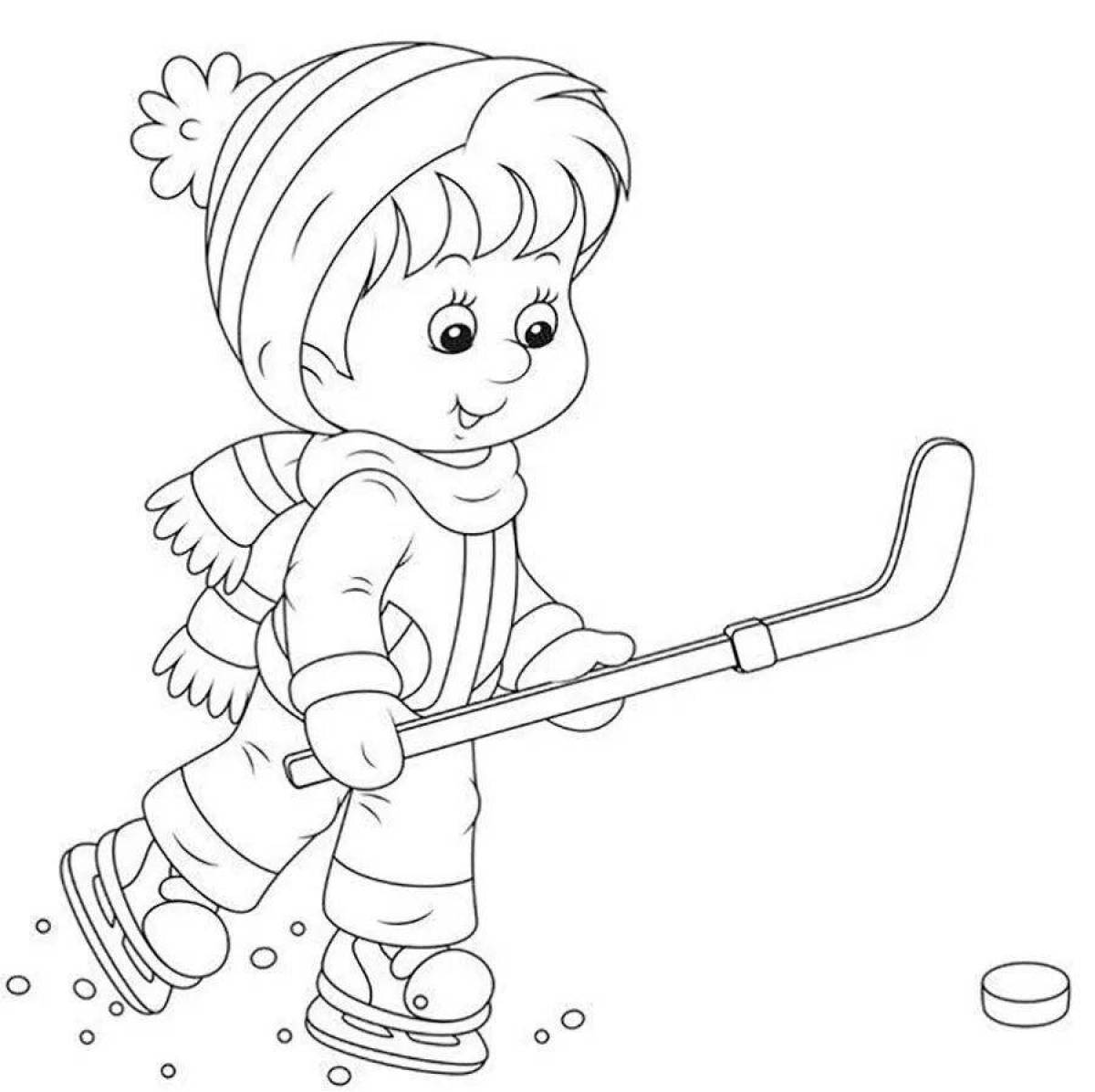 Great coloring book children have fun in winter