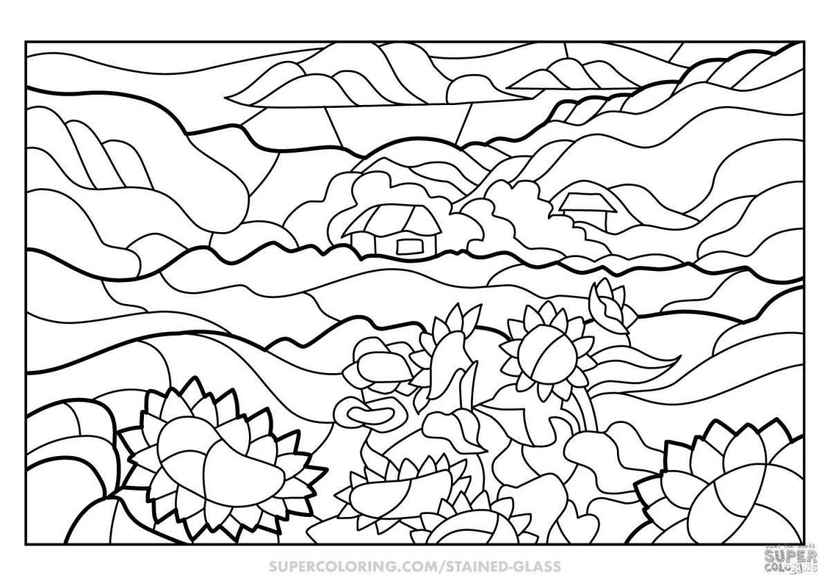 Playful stained glass coloring book