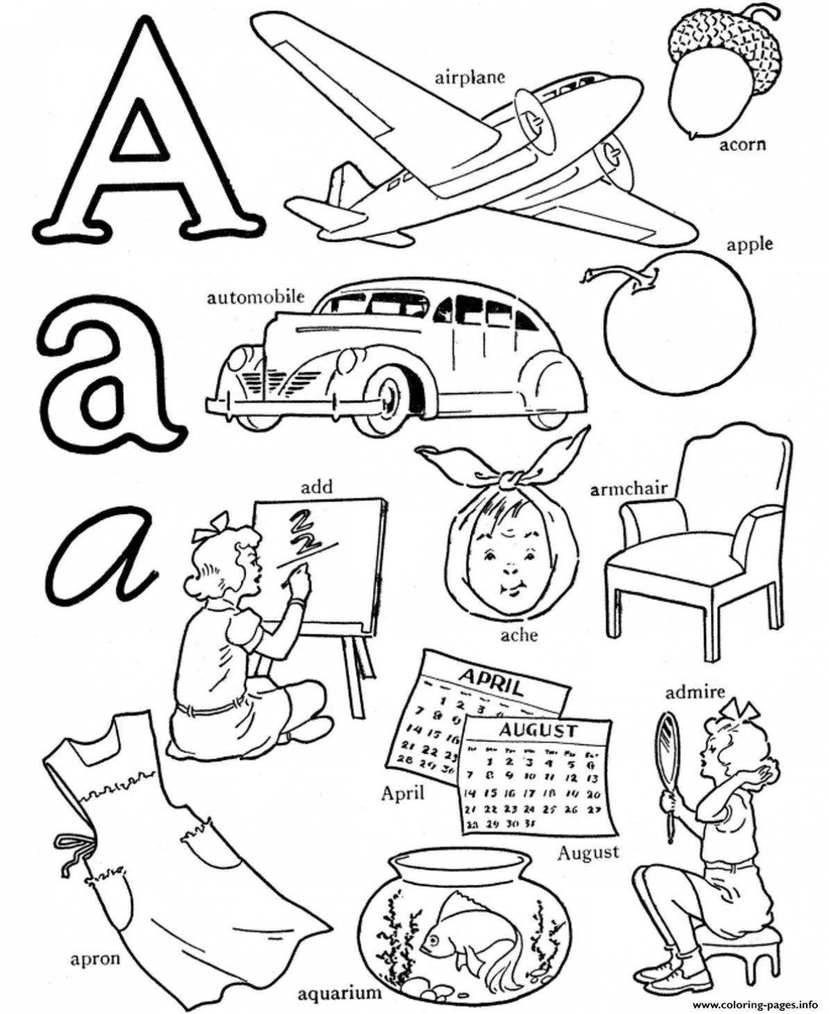 Happy coloring book for memorizing letters