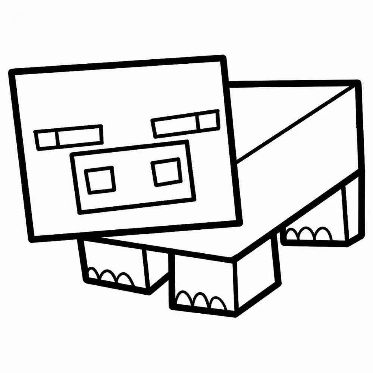 Funny minecraft fish coloring page