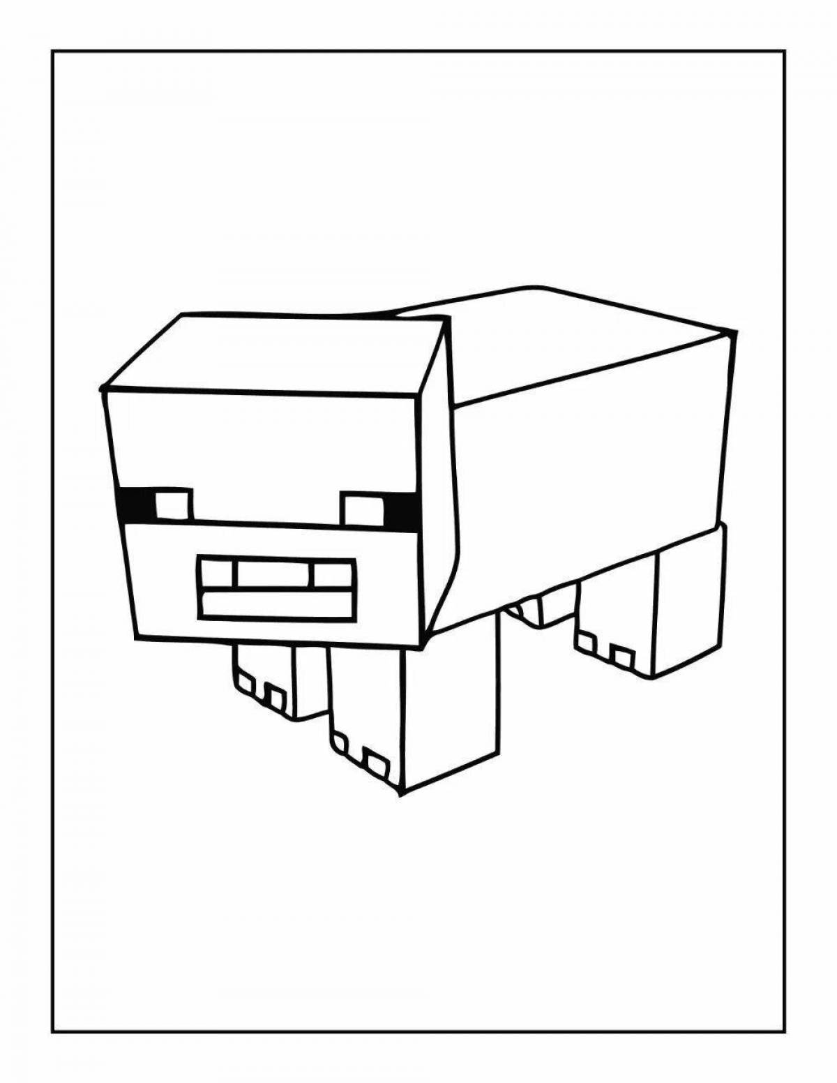 Incredible minecraft fish coloring page