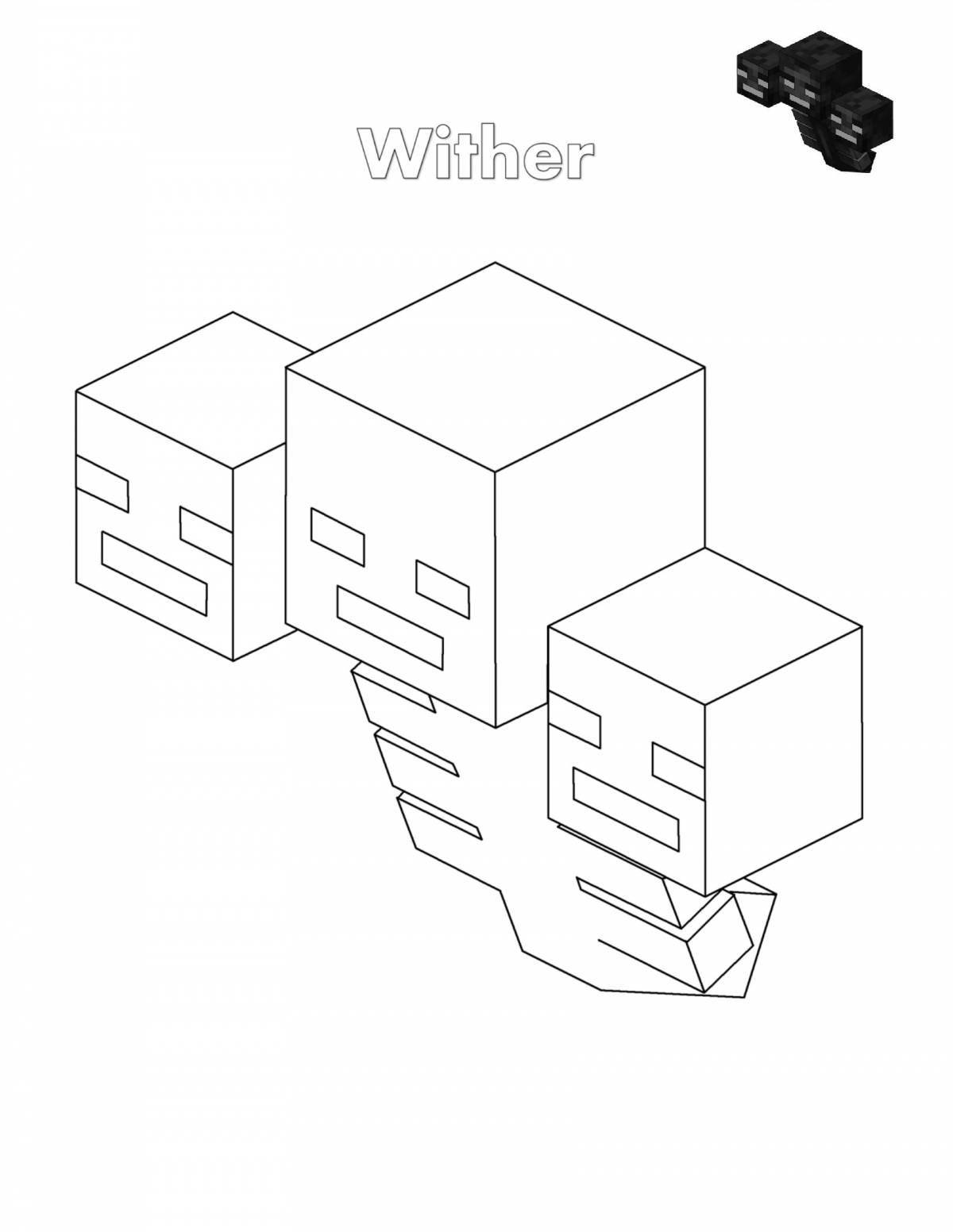 Adorable minecraft fish coloring page