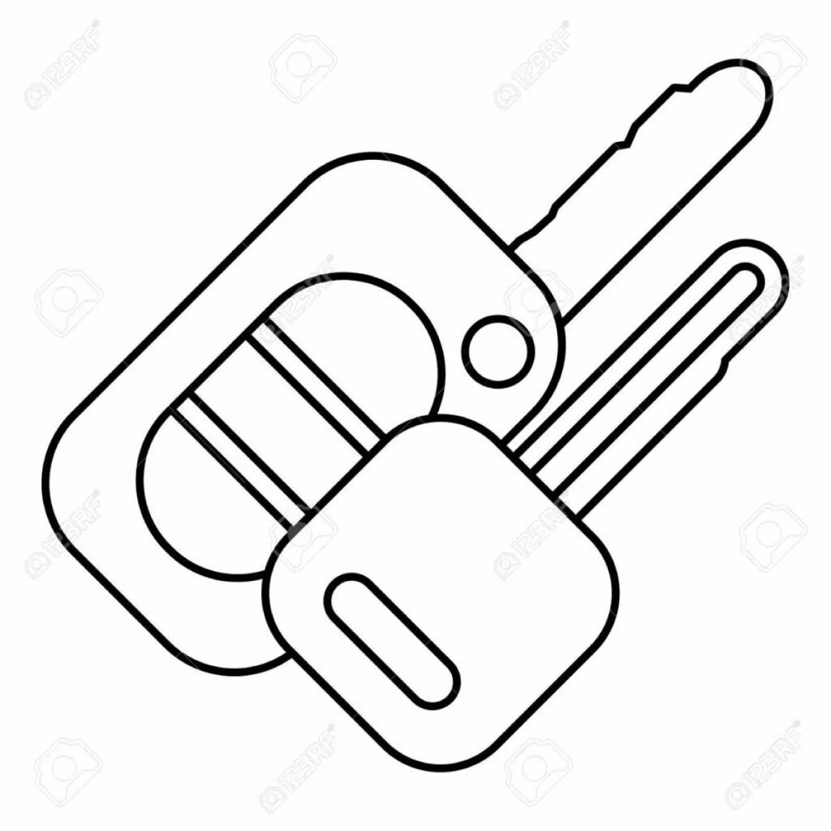 Coloring page amazingly funny car keys