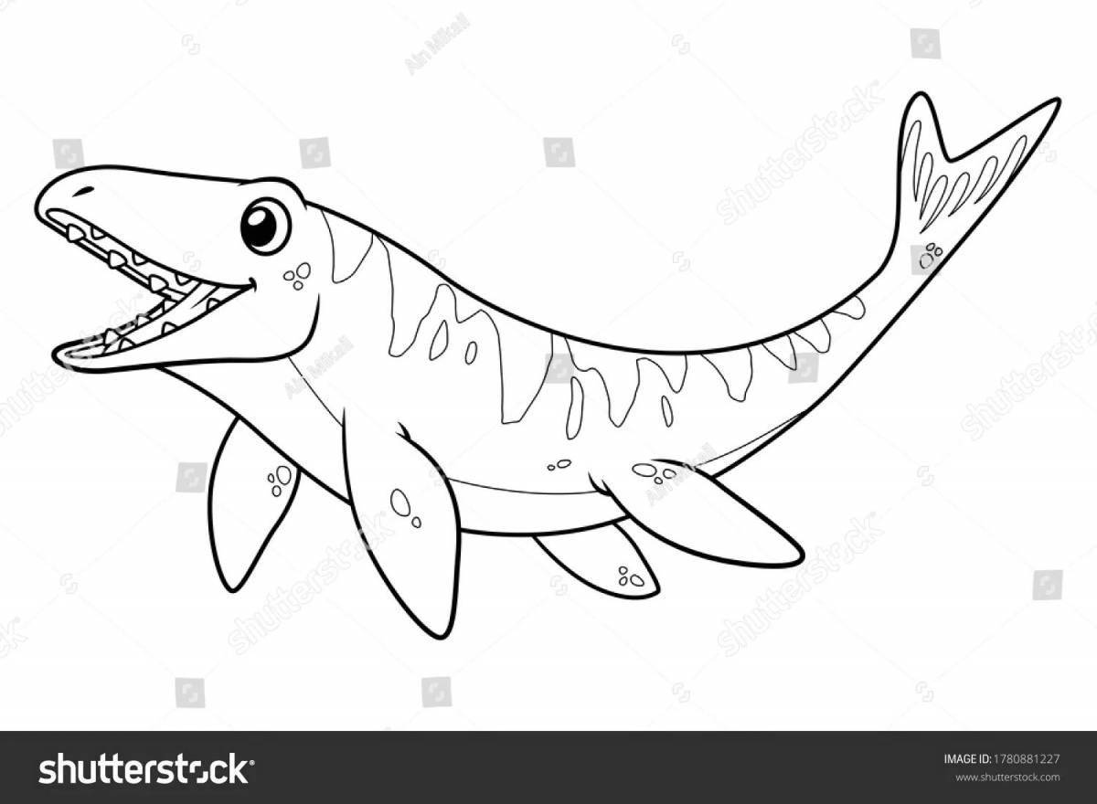 Joyful mosasaurus coloring book for kids