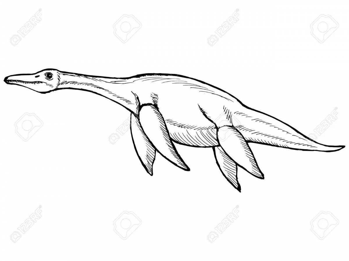 Color-magic mosasaurus coloring page for kids