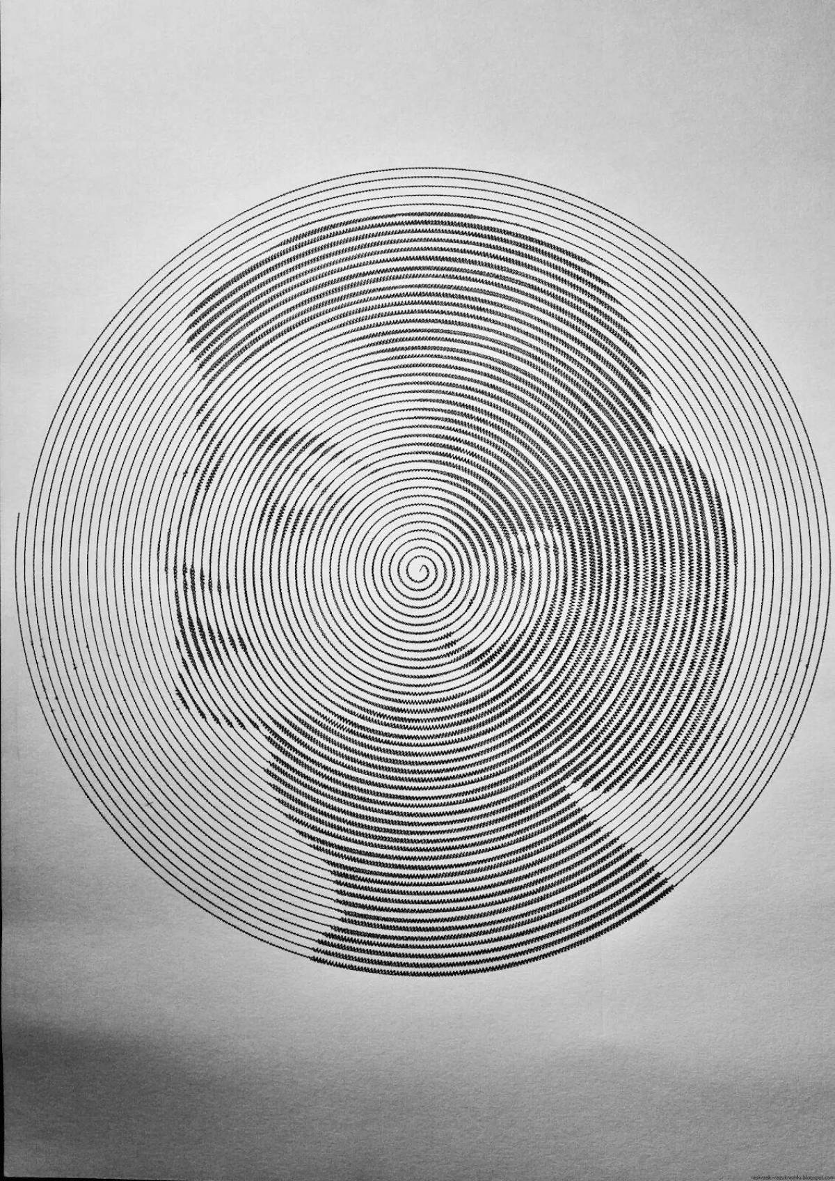 Delightful spiral portrait drawing