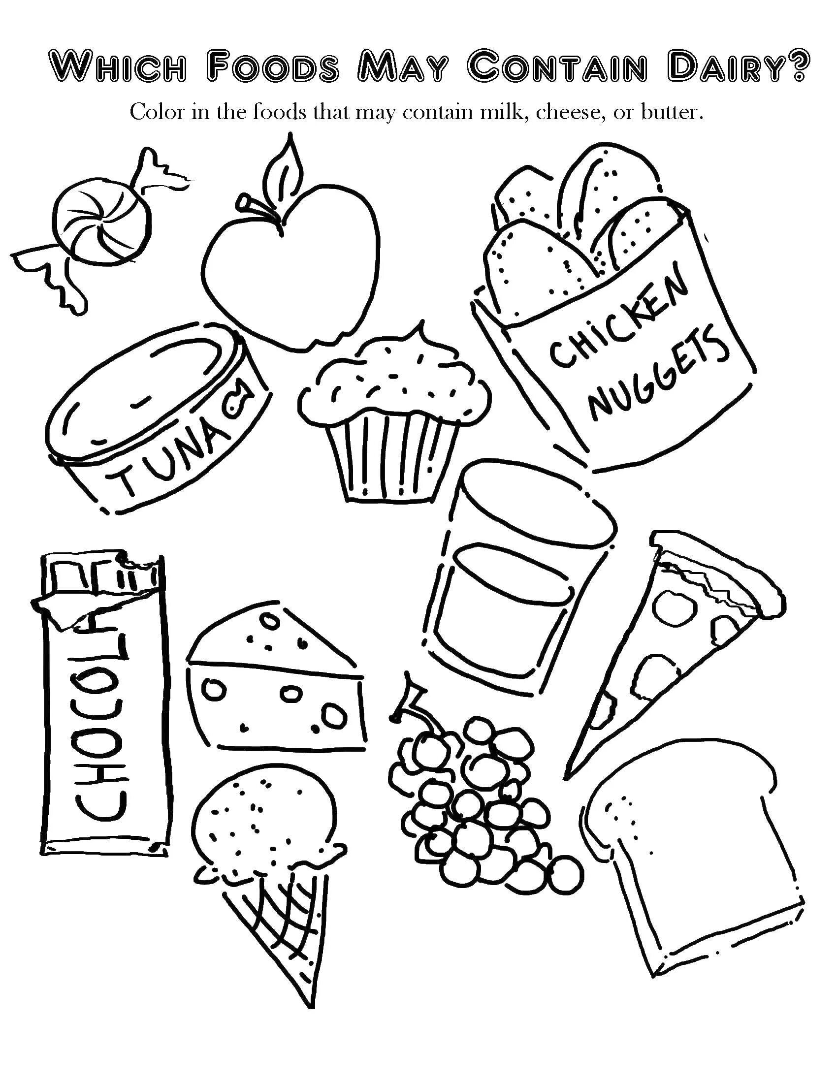 Delightful food coloring page