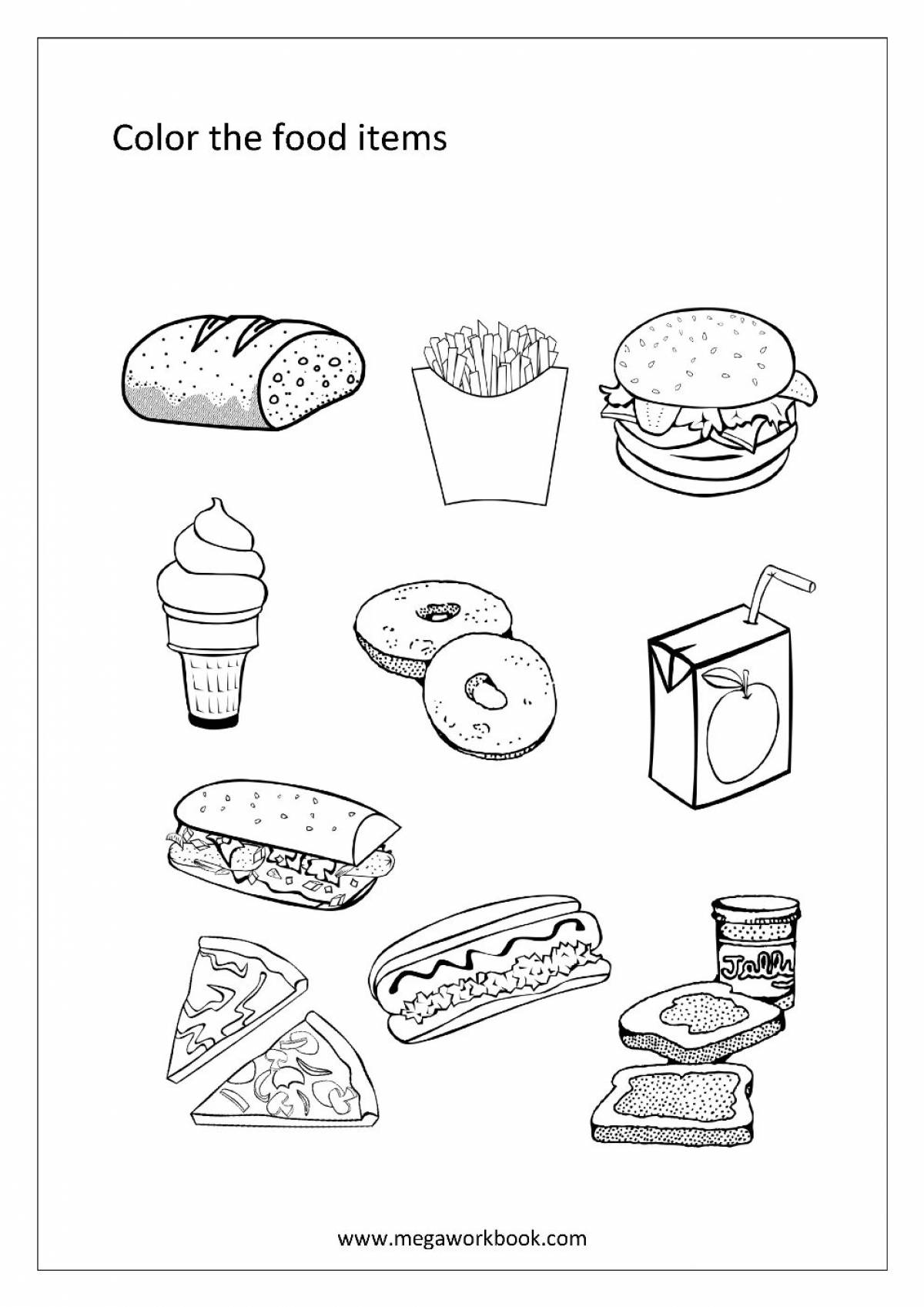 Invitingly coloring the food page