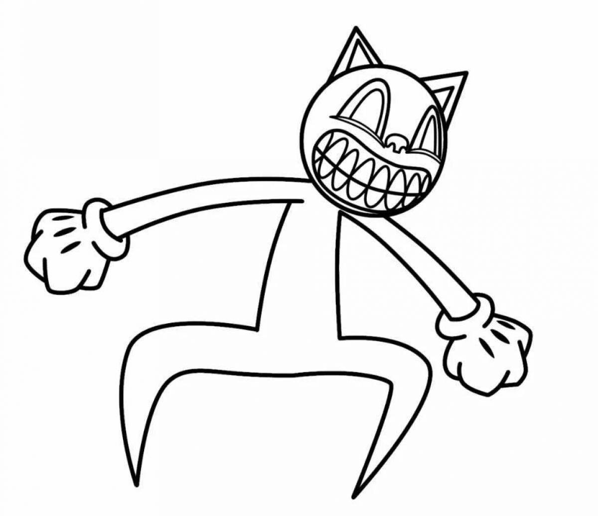 Раскраска озорной мультяшный кот