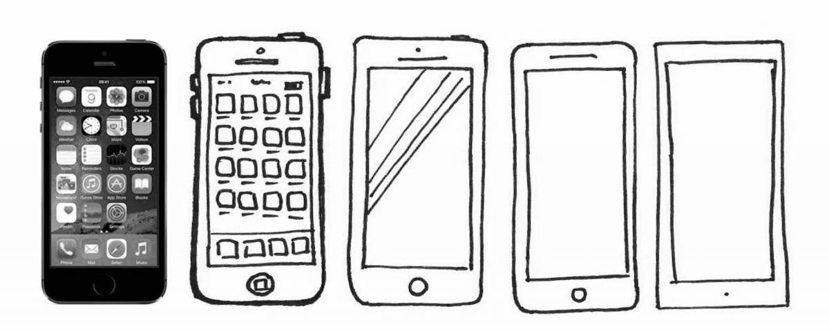 Paper phone coloring page