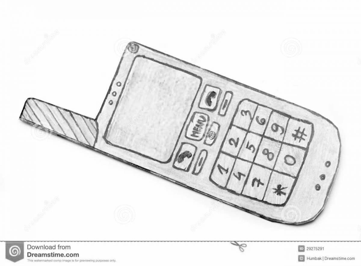 Playful paper phone coloring page