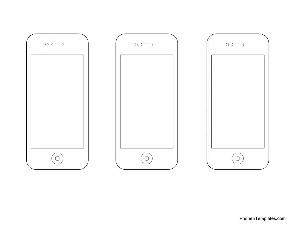 Colorful playful paper phone coloring page