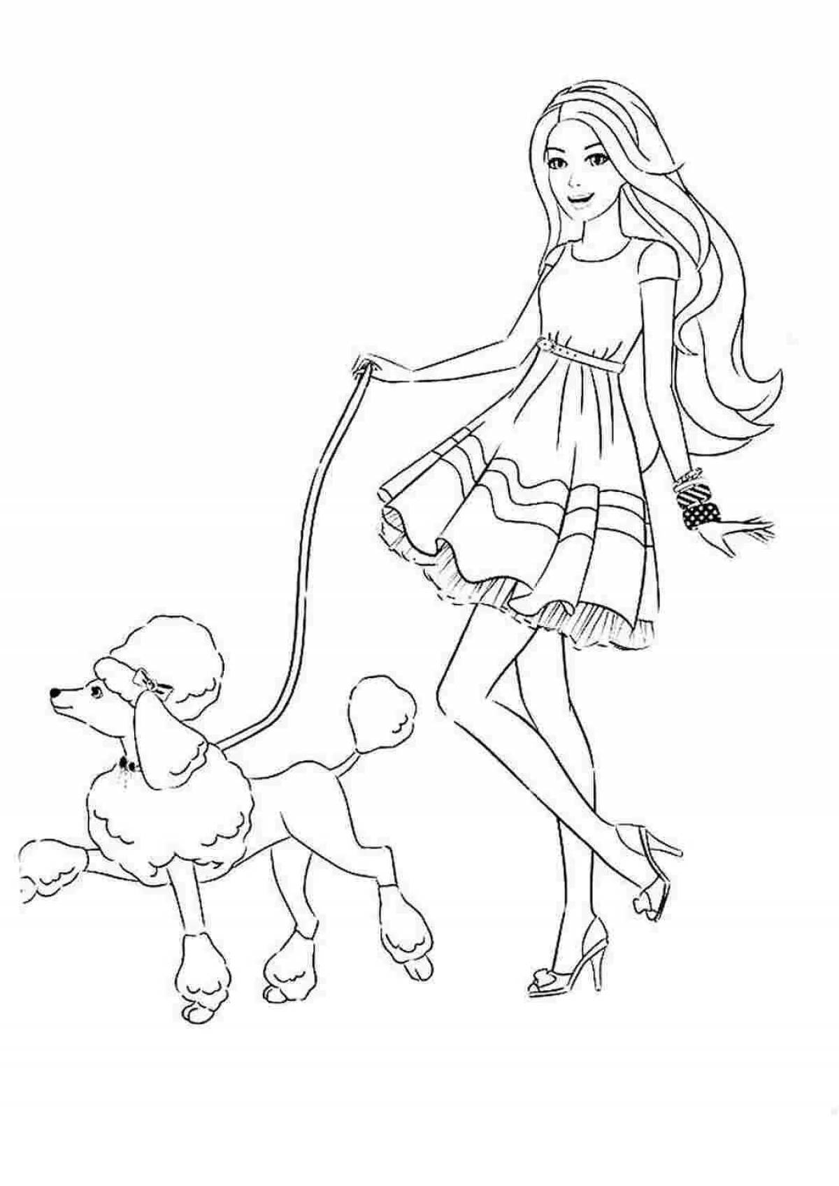 Live Barbie with a cat coloring book