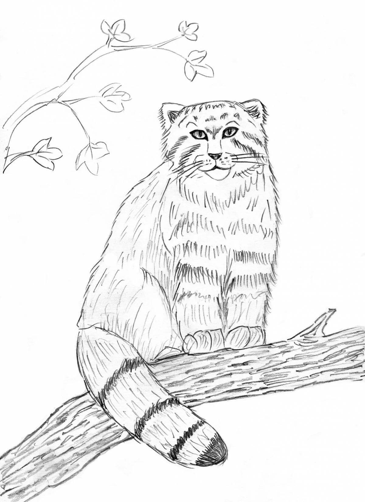 Majestic forest cat coloring page