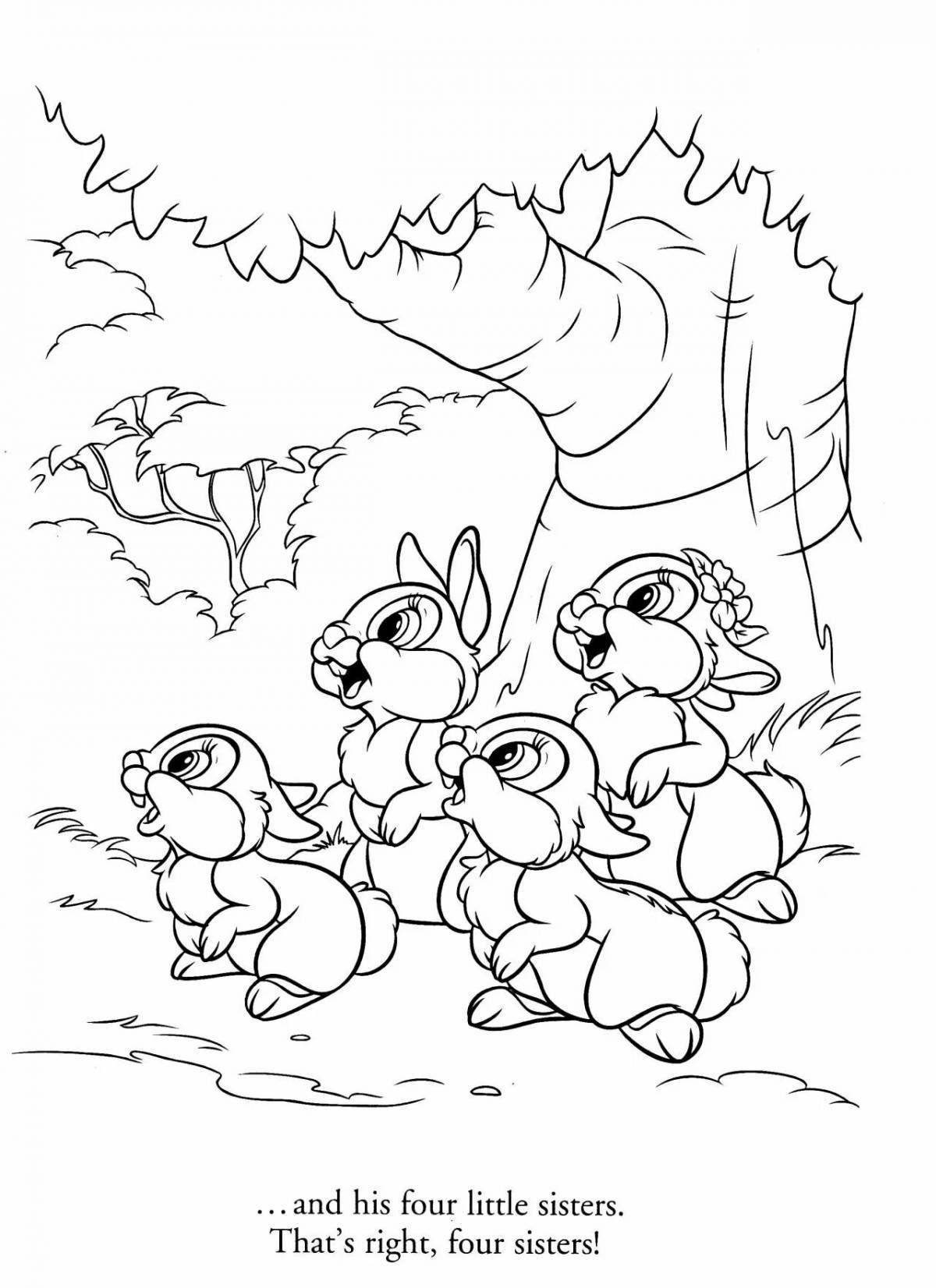 Playful bambi hare coloring page