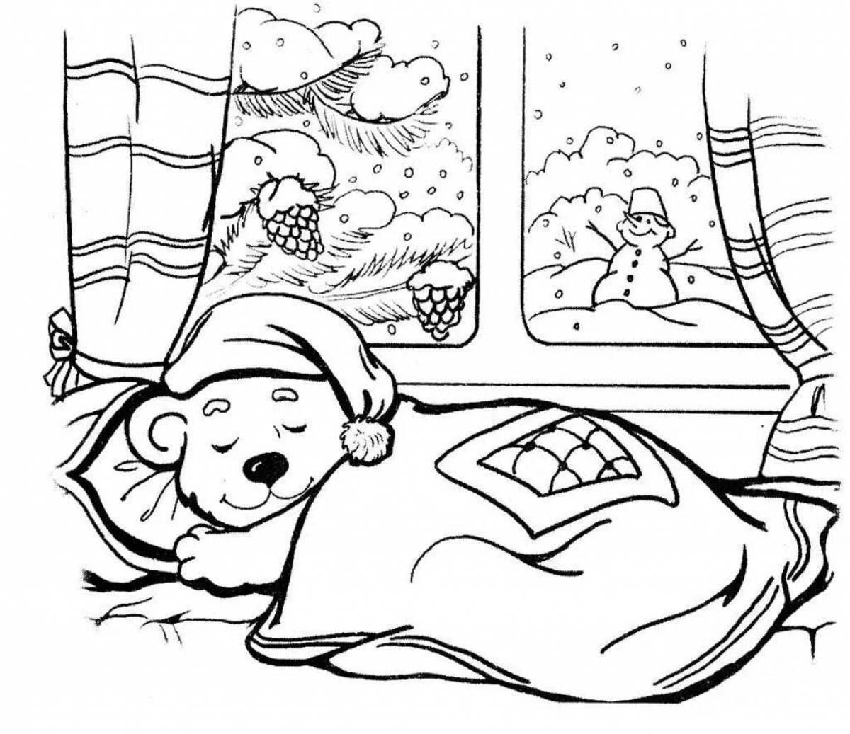 Медвежонок-раскраска snuggly под одеялом