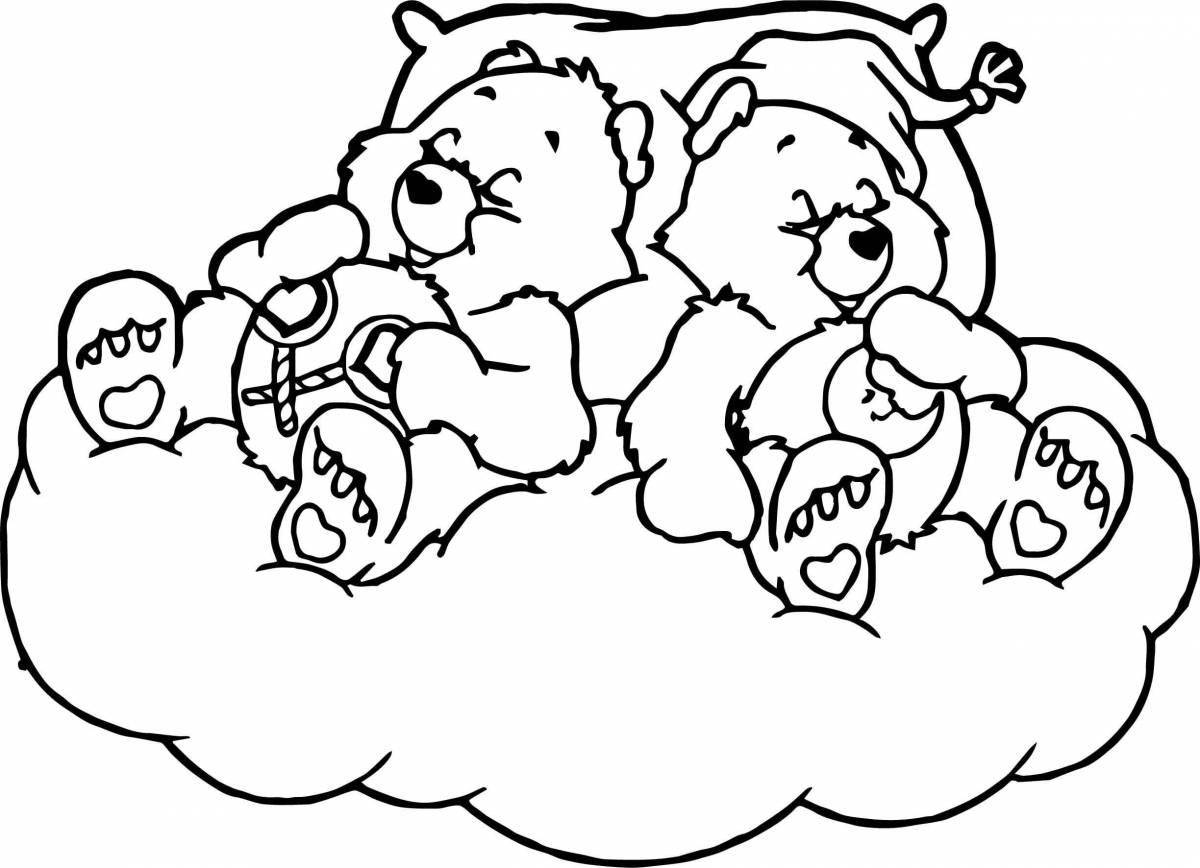 Funny coloring bear under a blanket