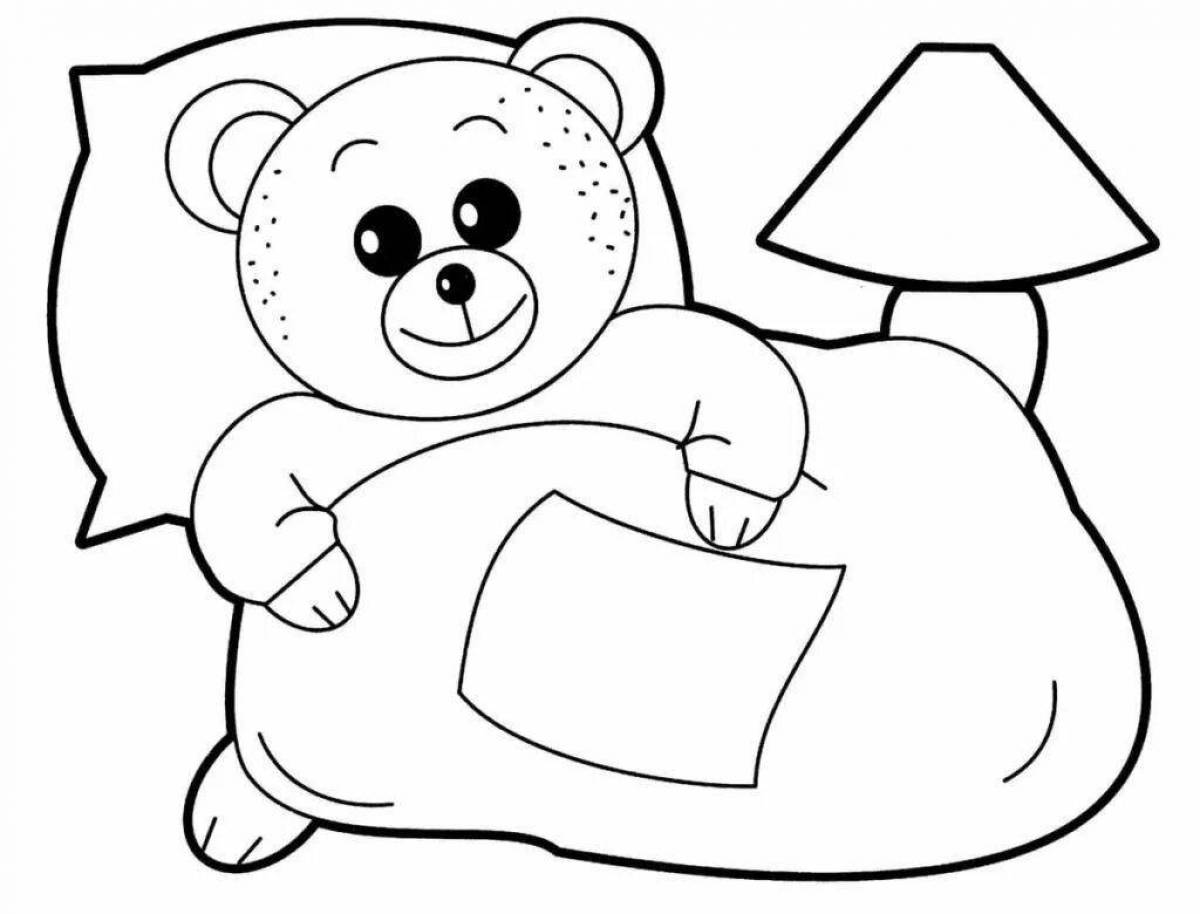 Веселый медвежонок-раскраска под одеялом