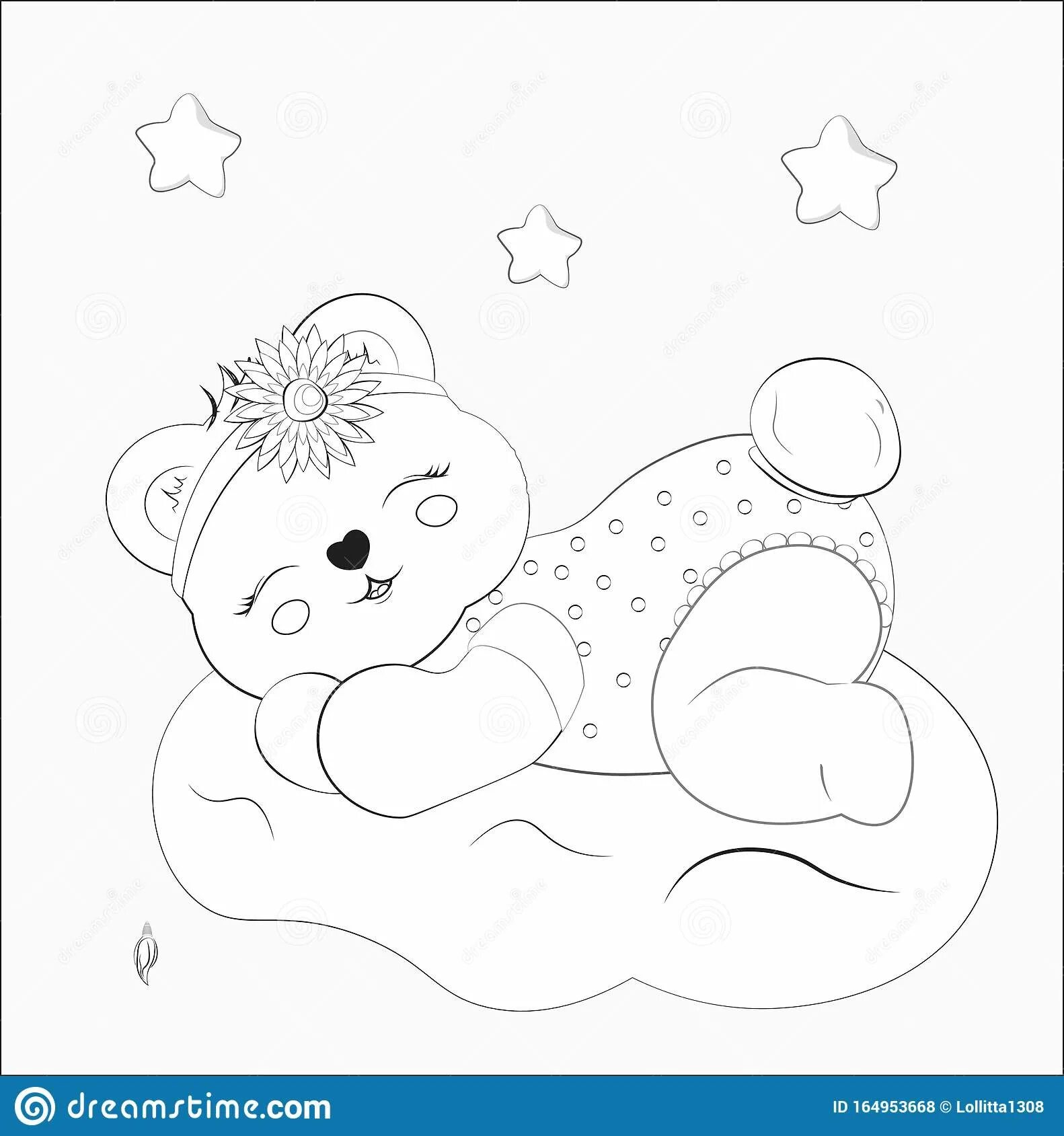 Gloss coloring bear under a blanket