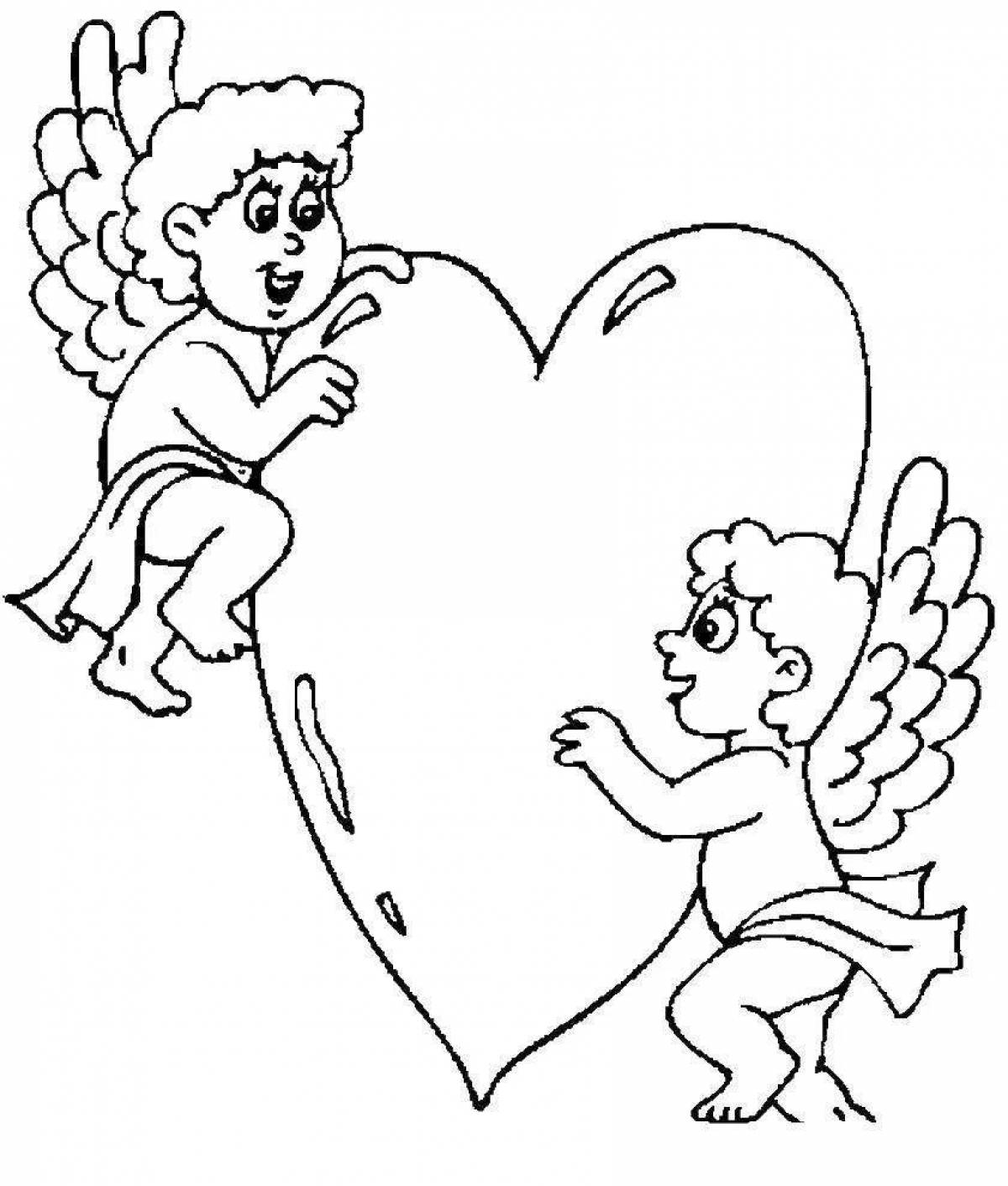 Amazing Cupid with a heart coloring book