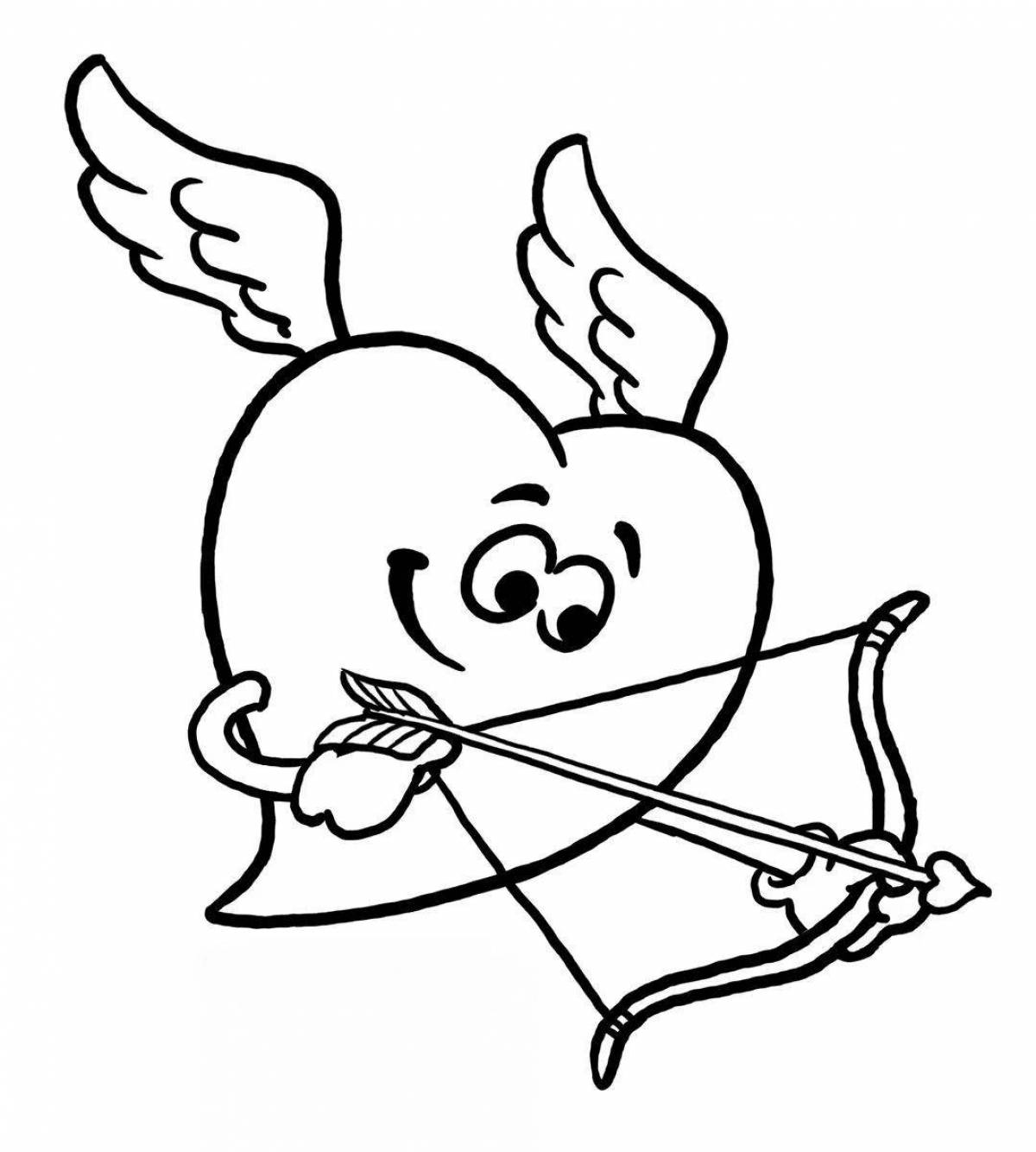 Charming cupid with heart coloring book