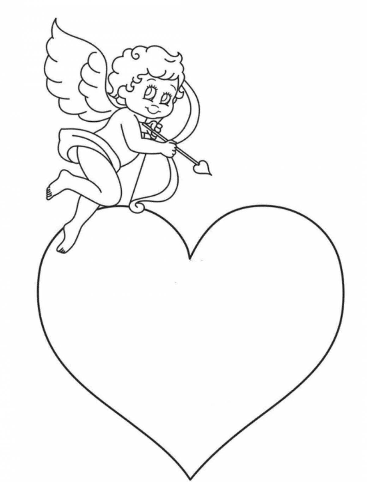 Cupid with a heart coloring book