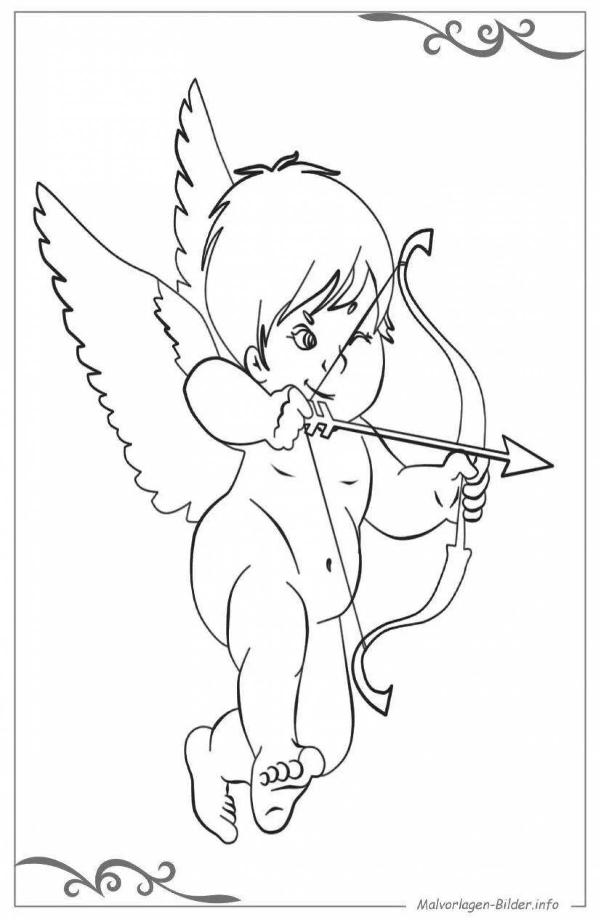 Amazing cupid with heart coloring book
