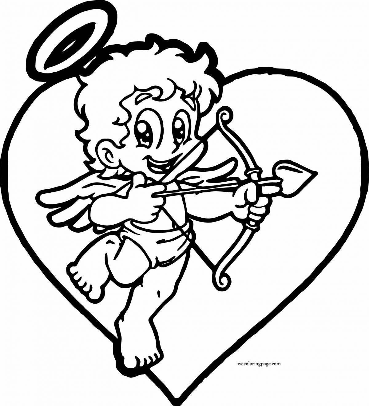Violent cupid with heart coloring book