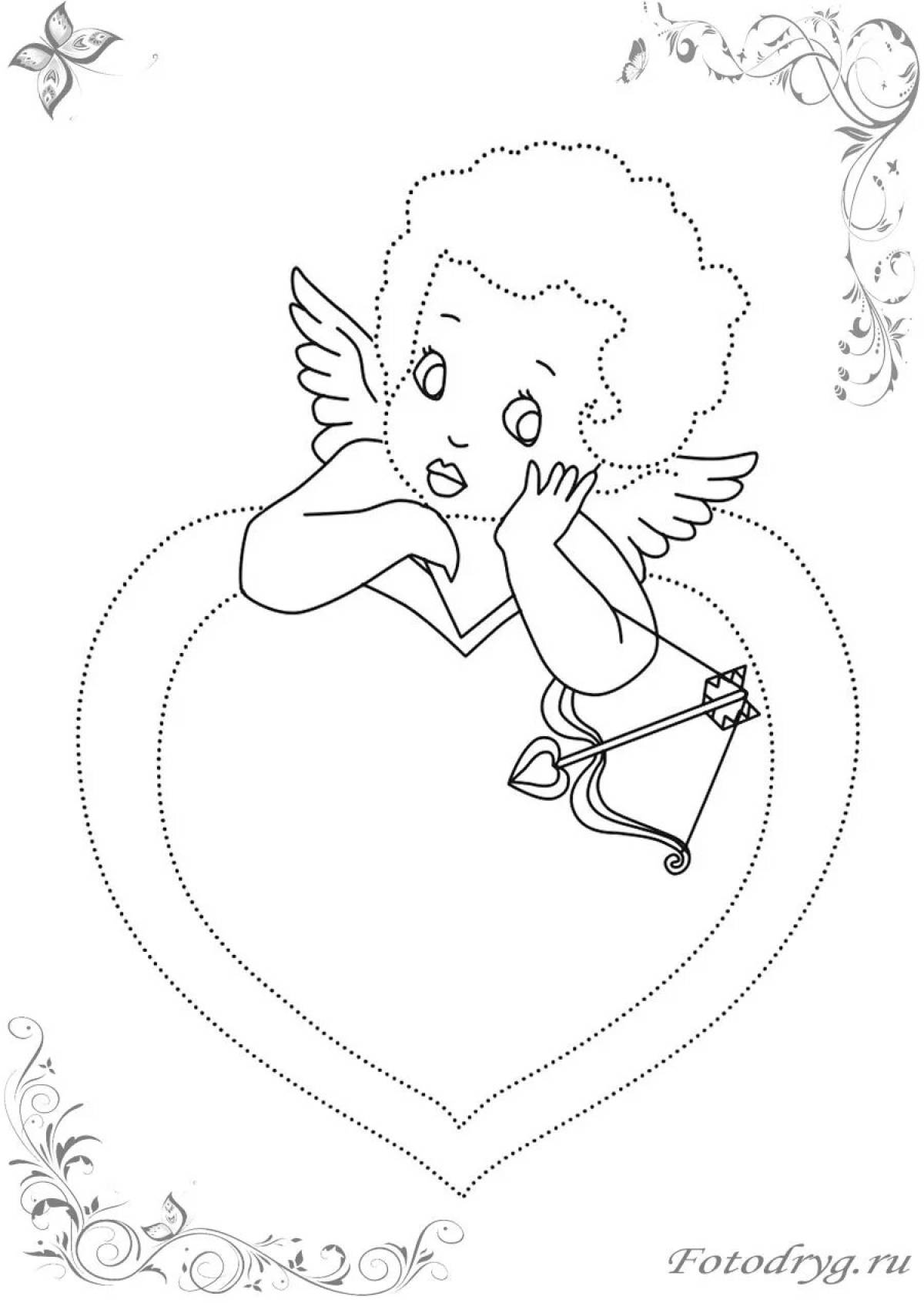Coloring big cupid with heart