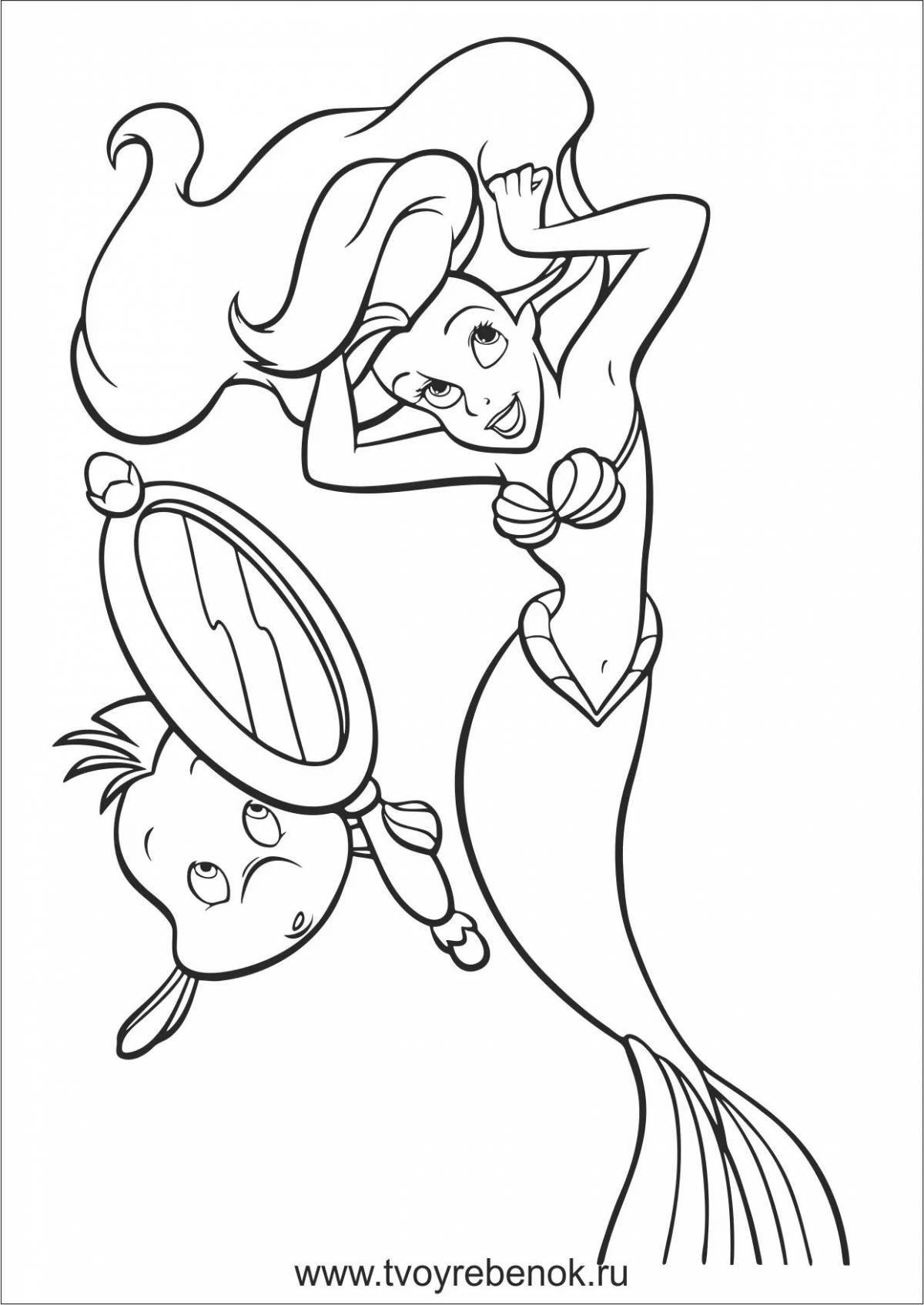 Coloring page shining ariel with legs