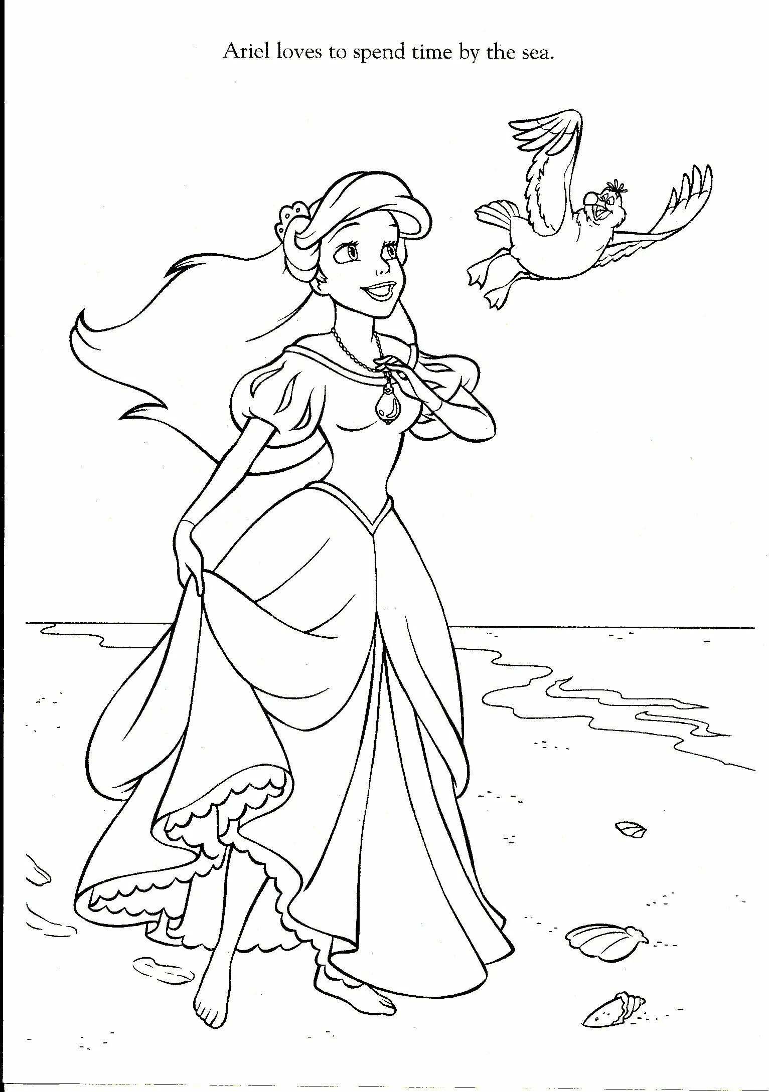Coloring book glowing ariel with legs
