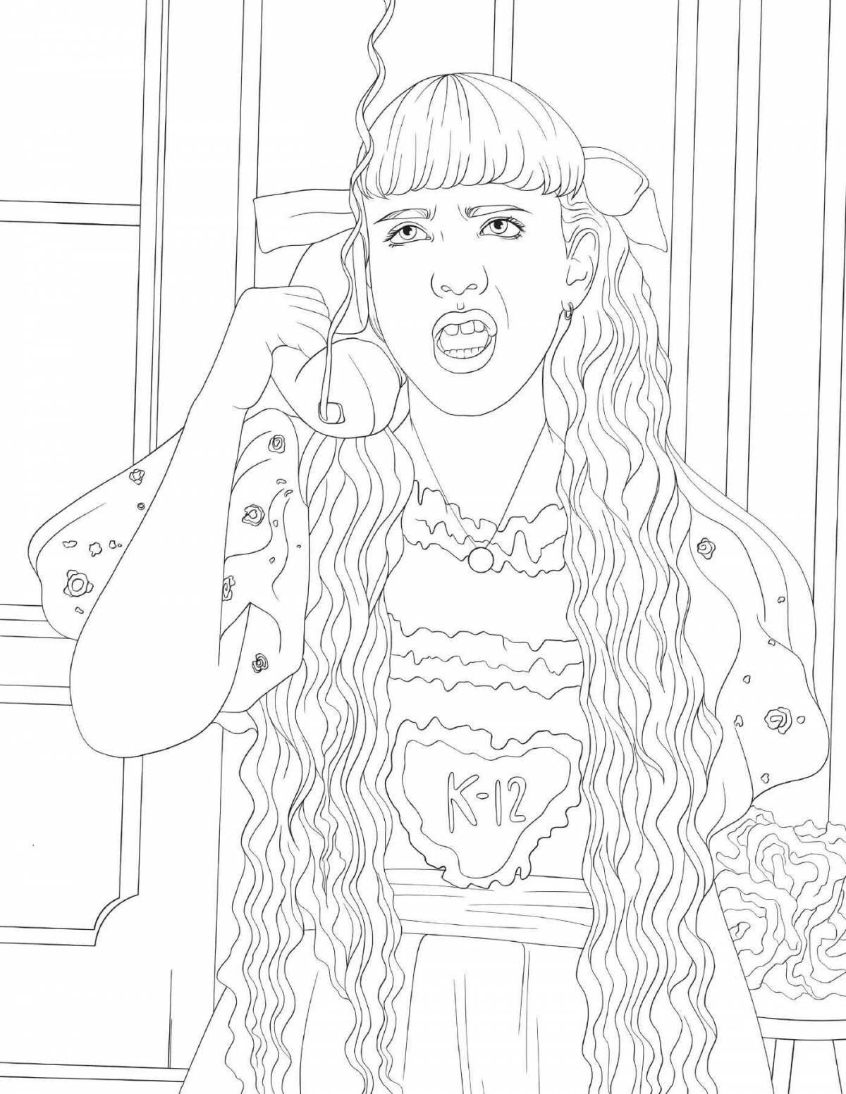 Colorful crybaby coloring page