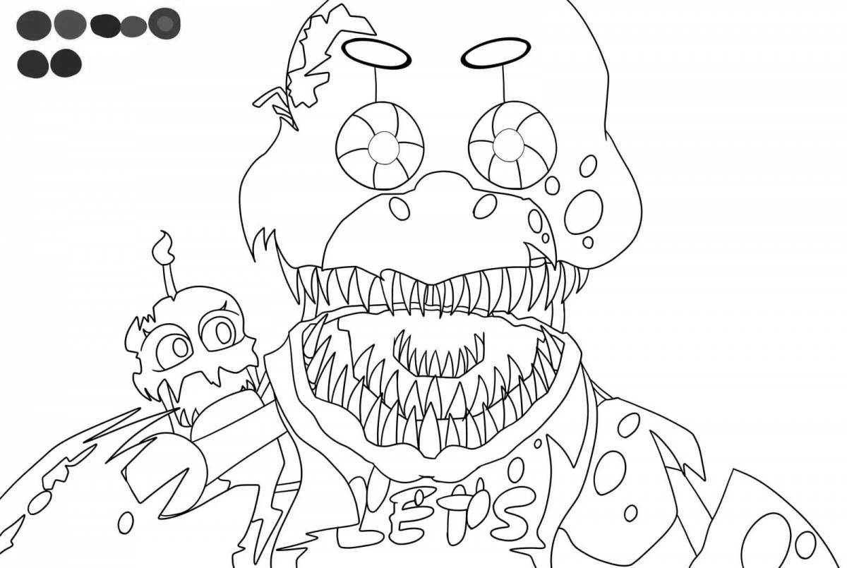 Detailed animatronics game coloring page