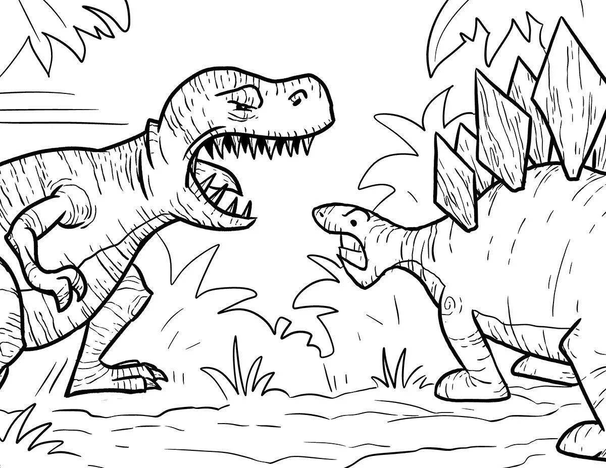 Яркая страница раскраски динозавров pdf