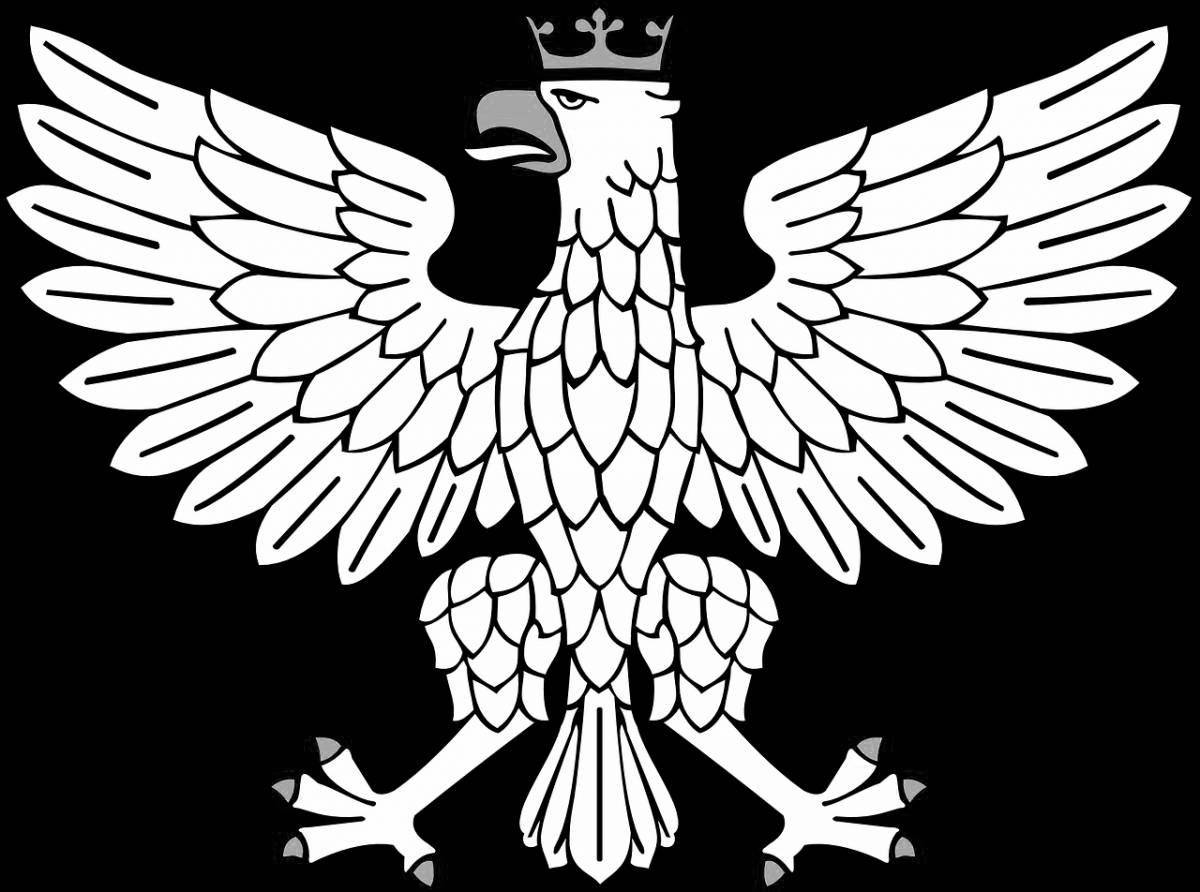 Elegant coloring coat of arms of the city eagle