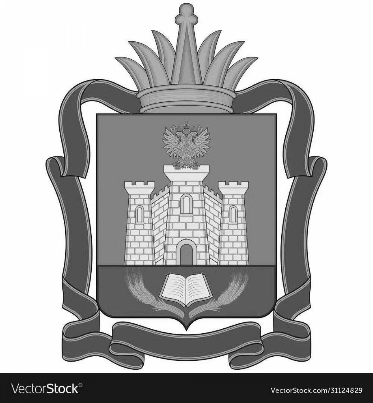 Ornamental coloring coat of arms of the city of eagle