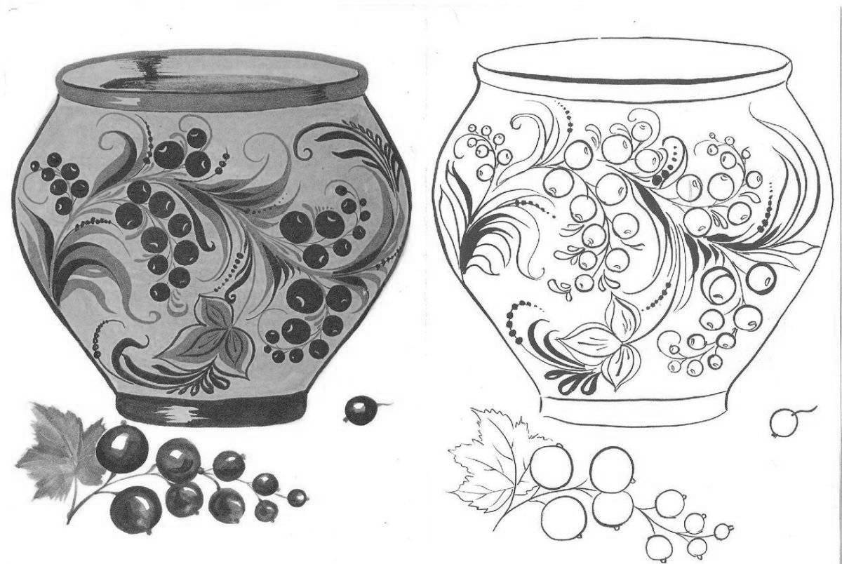 Delightful Khokhloma simple coloring