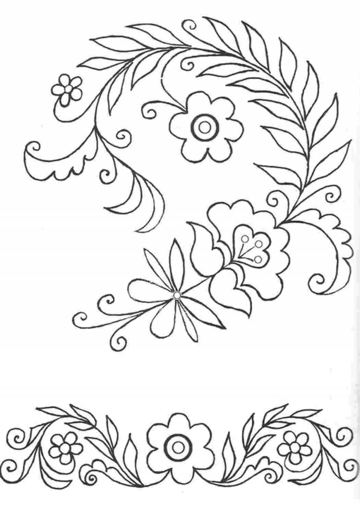 Dazzling Khokhloma simple coloring