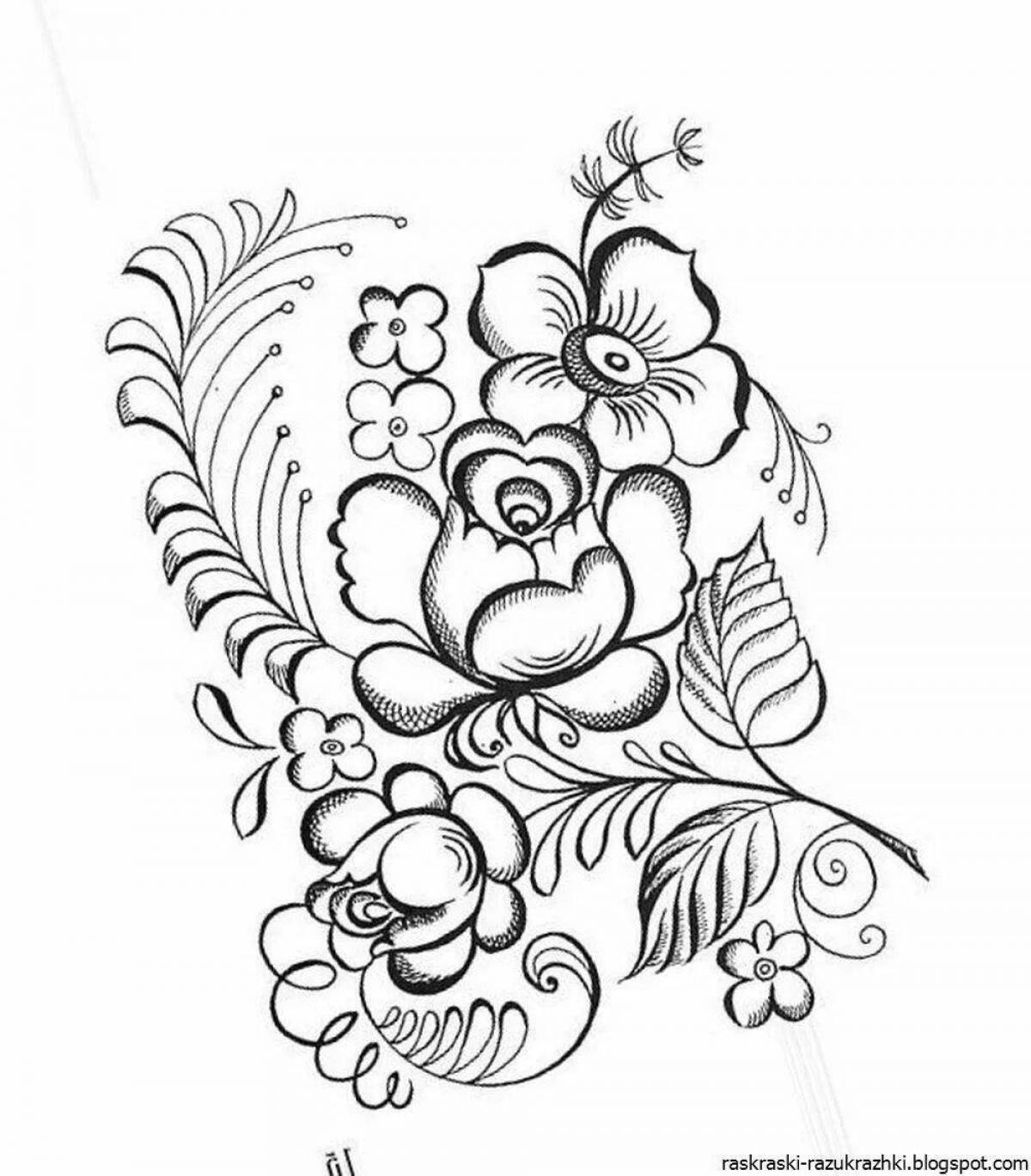 Cute Khokhloma simple coloring