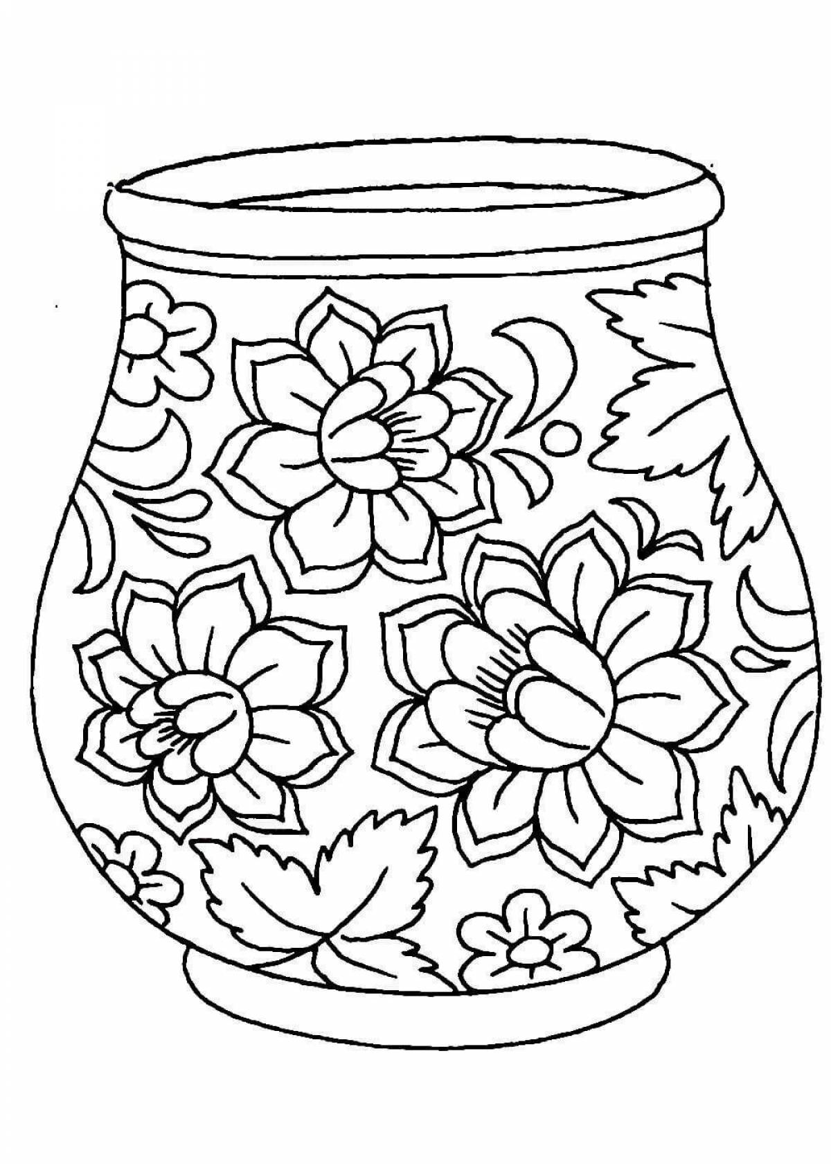Detailed Khokhloma simple coloring