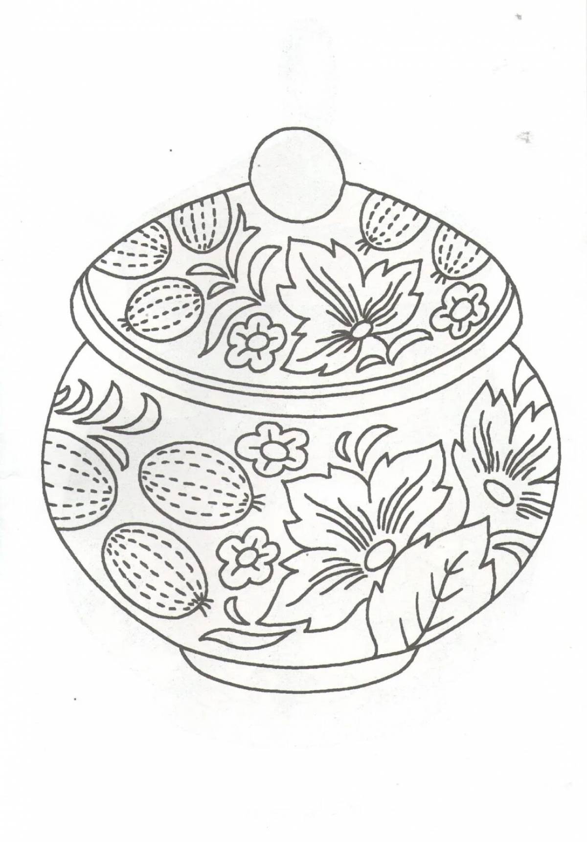 Complex Khokhloma simple coloring