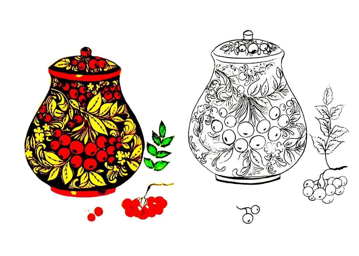 Decorative Khokhloma simple coloring