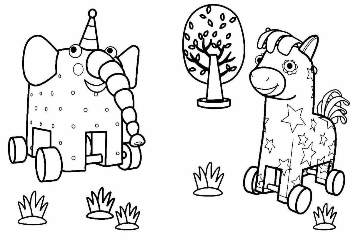 Exquisite wooden dog coloring page