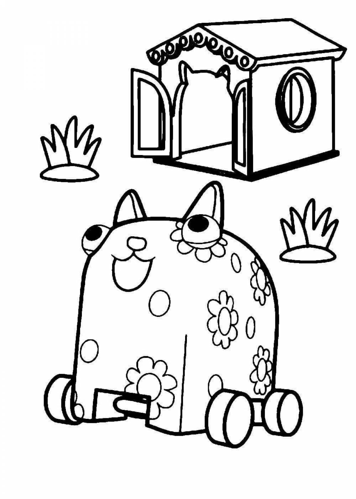 Exotic wooden dog coloring page