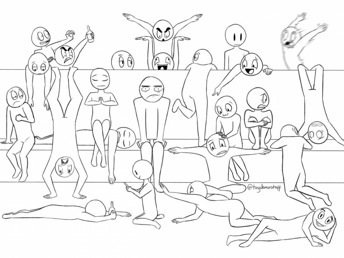 Coloring page for playground with live people