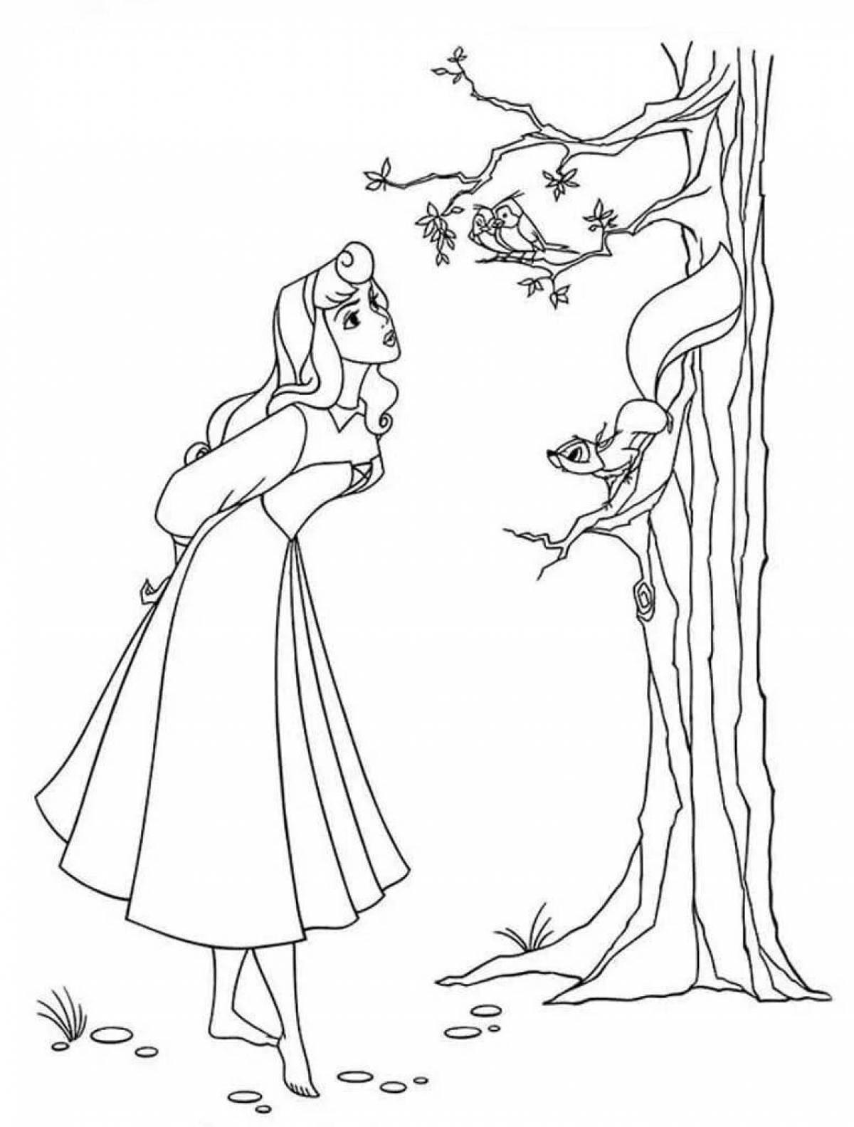 Причудливая раскраска девочки в лесу