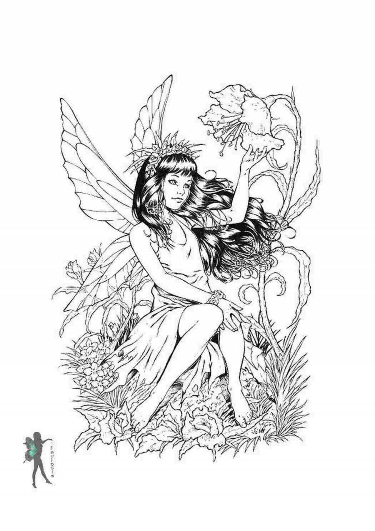 Fairy coloring pages girls in the forest