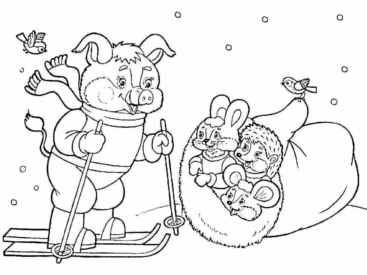 Fun coloring book children's mittens