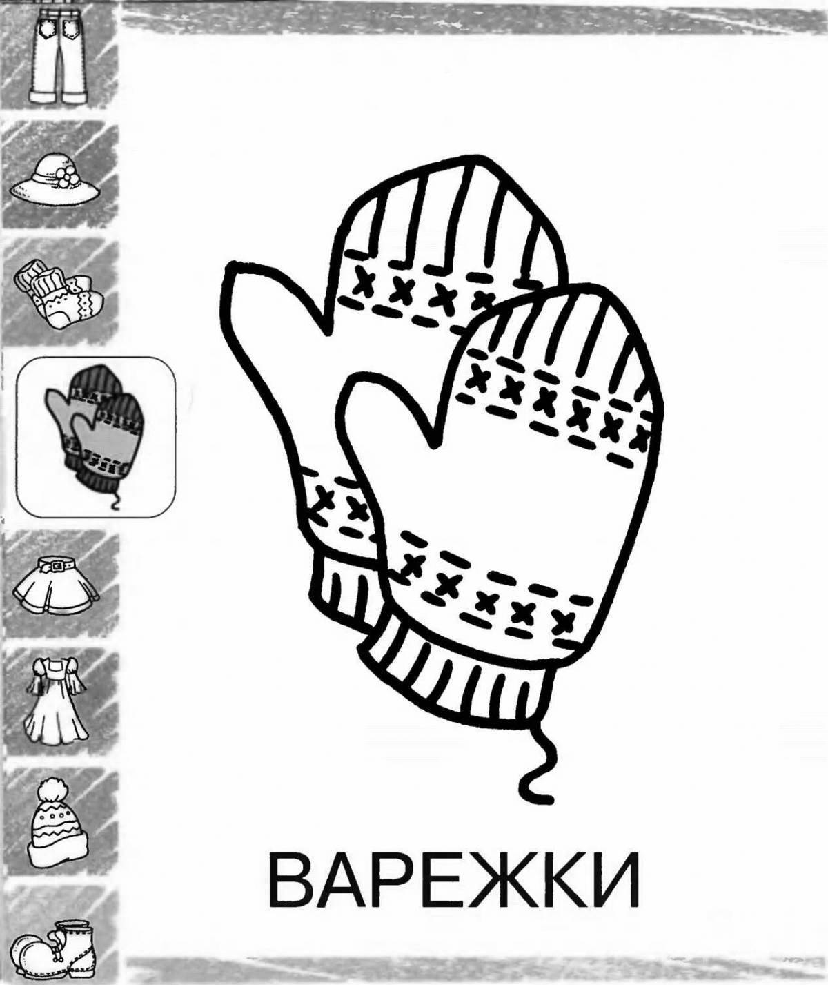 Pretty coloring page book baby mittens